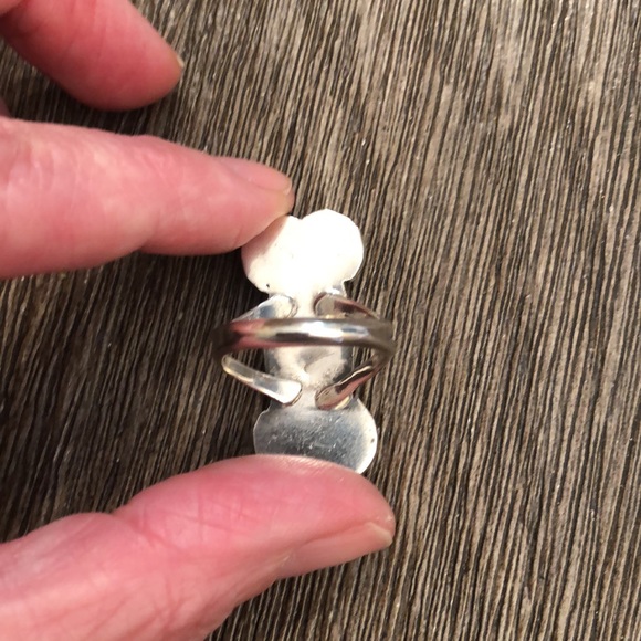 Vintage Marquise Shaped Turquoise Sterling Silver Ring Approx Size 9 - Picture 8 of 17